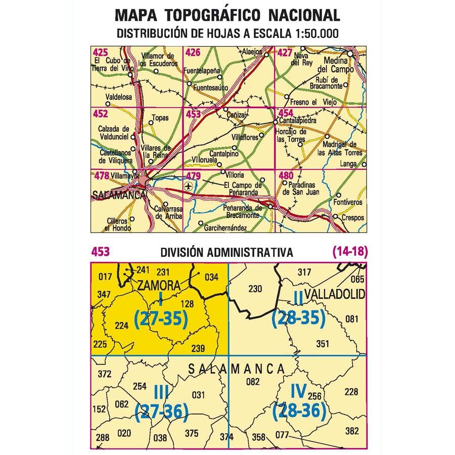 Carte topographique de l'Espagne n° 0453.1 - Cañizal | CNIG - 1/25 000 carte de randonnée CNIG