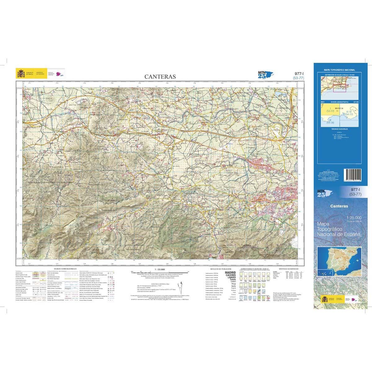 Carte topographique de l'Espagne n° 0977.1 - Canteras | CNIG - 1/25 000 carte de randonnée CNIG Default Title