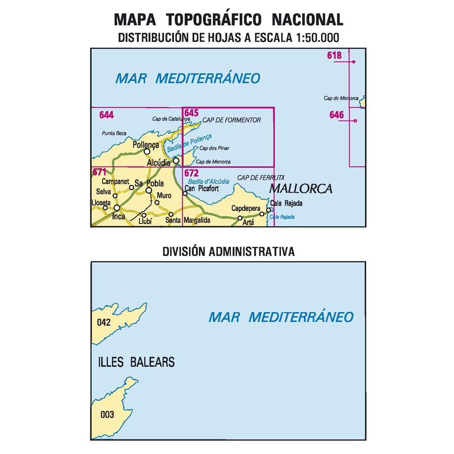 Carte topographique de l'Espagne n° 0645 - Cap de Formentor (Mallorca) | CNIG - 1/50 000 carte de randonnée CNIG