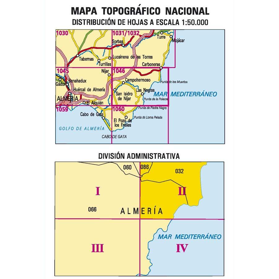 Carte topographique de l'Espagne n° 1046.2 - Carboneras | CNIG - 1/25 000 carte de randonnée CNIG