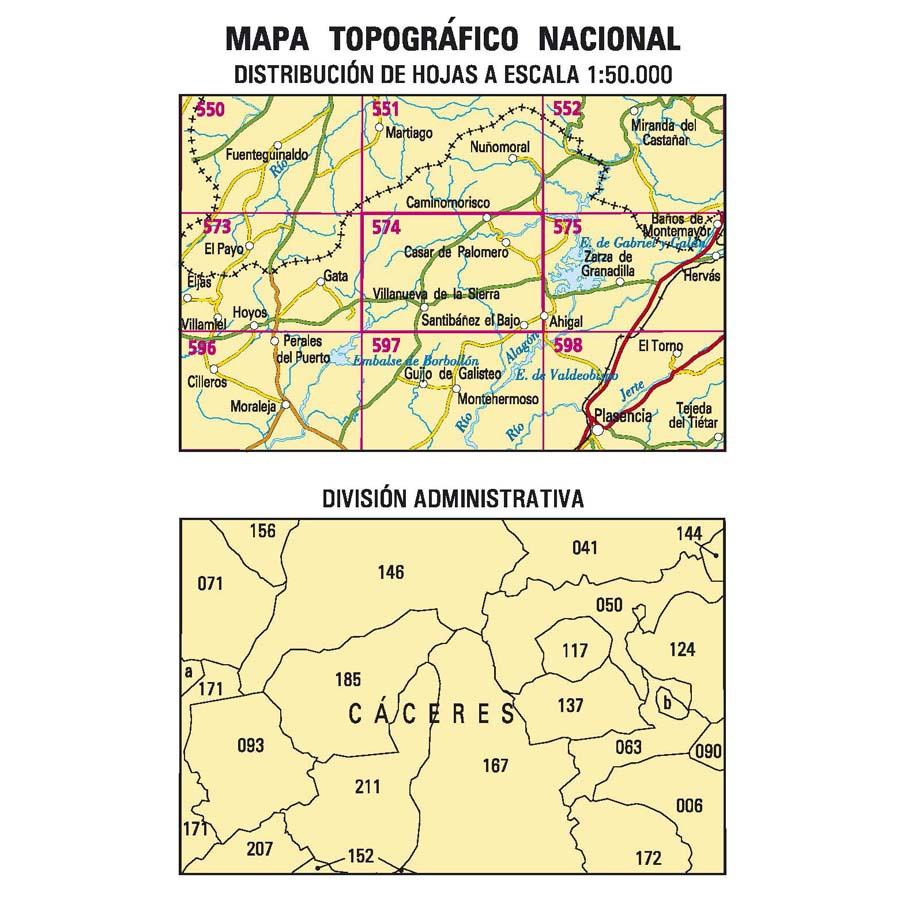 Carte topographique de l'Espagne n° 0574 - Casar de Palomero | CNIG - 1/50 000 carte de randonnée CNIG