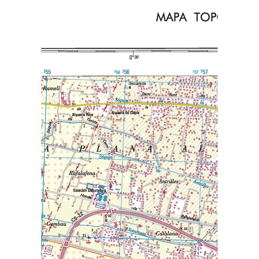 Carte topographique de l'Espagne - Castellón de la Plana, Castelló de la Plana, n° 0641.1/2 | CNIG - 1/25 000 carte pliée CNIG 