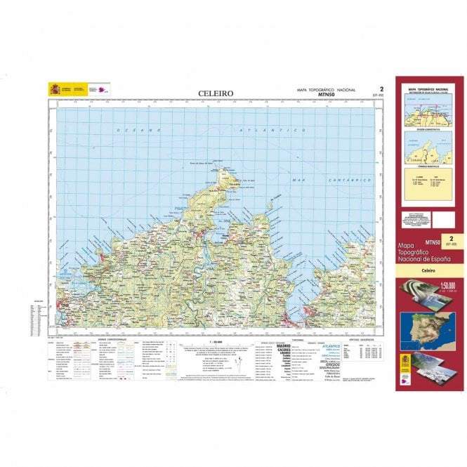 Carte topographique de l'Espagne n° 0002 - Celeiro | CNIG - 1/50 000 carte de randonnée CNIG
