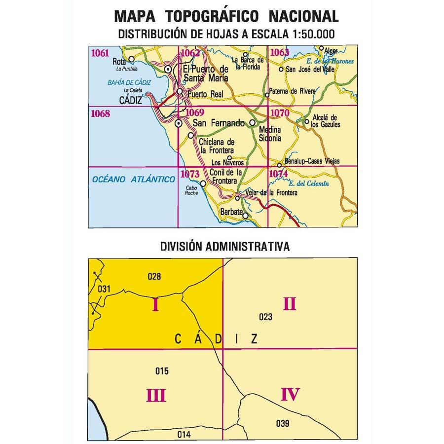 Carte topographique de l'Espagne n° 1069.1 - Chiclana de la Frontera | CNIG - 1/25 000 carte de randonnée CNIG