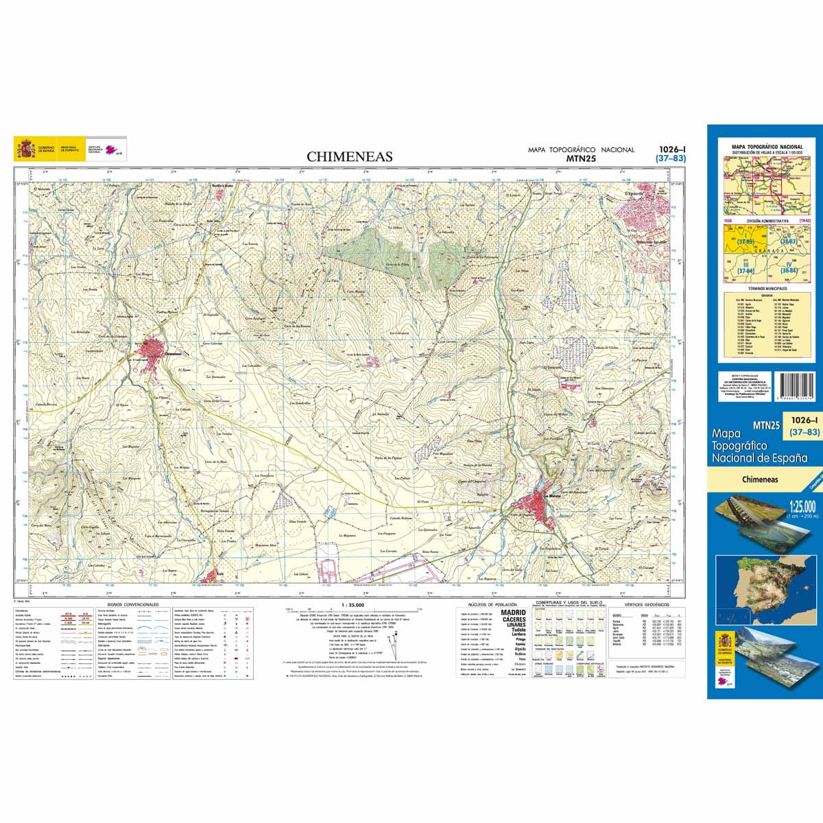 Carte topographique de l'Espagne n° 1026.1 - Chimeneas | CNIG - 1/25 000 carte de randonnée CNIG Default Title
