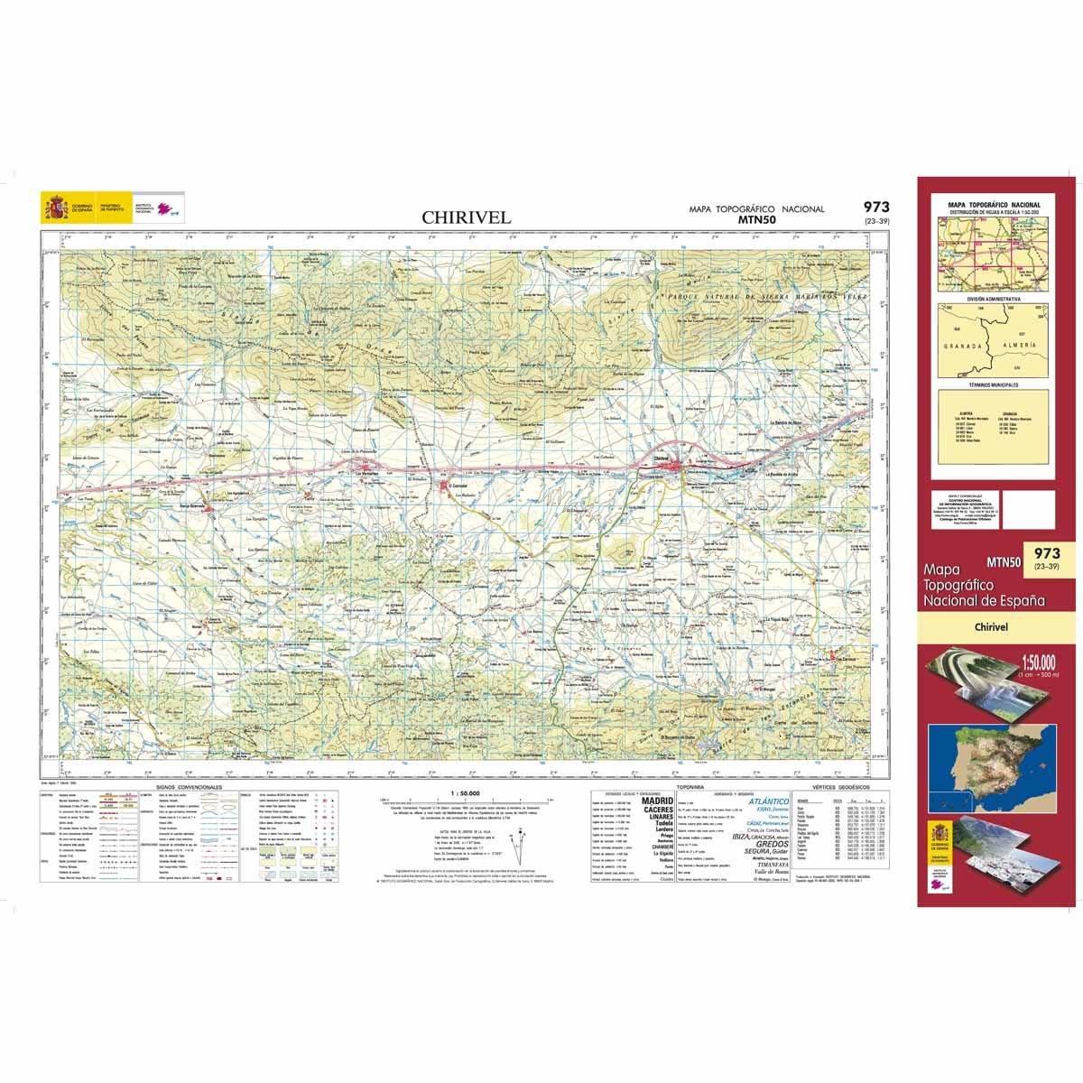 Carte topographique de l'Espagne n° 0973 - Chirivel | CNIG - 1/50 000 carte de randonnée CNIG Default Title