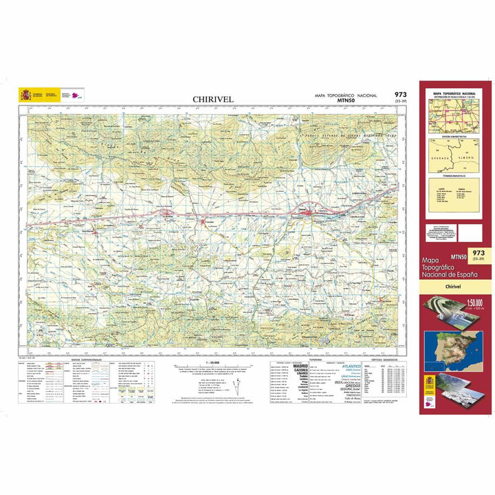 Carte topographique de l'Espagne - Chirivel, n° 0973 | CNIG - 1/50 000 carte pliée CNIG 
