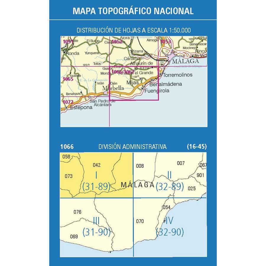 Carte topographique de l'Espagne n° 1066.1 - Coín | CNIG - 1/25 000 carte de randonnée CNIG