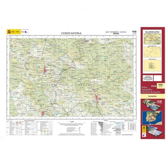 Carte topographique de l'Espagne n° 0920 - Constantina | CNIG - 1/50 000 carte de randonnée CNIG