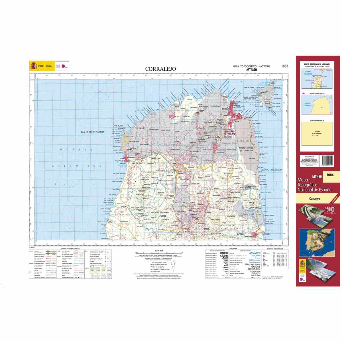 Carte topographique de l'Espagne n° 1086 - Corralejo (Fuerteventura) | CNIG - 1/50 000 carte de randonnée CNIG Default Title