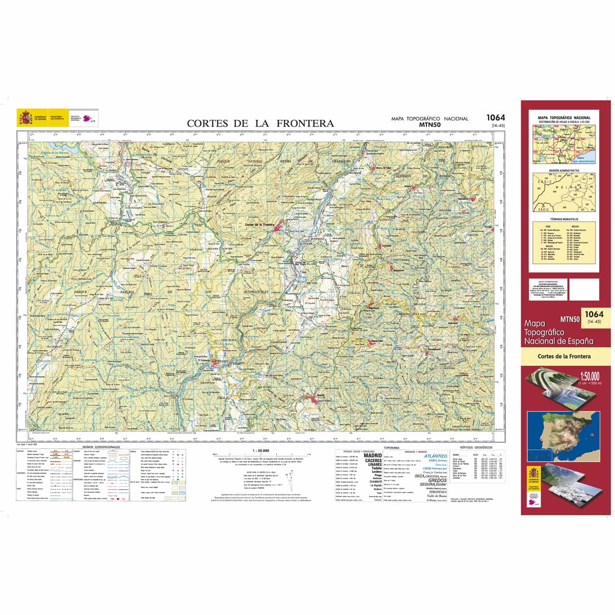 Carte topographique de l'Espagne n° 1064 - Cortes de la Frontera | CNIG - 1/50 000 carte de randonnée CNIG Default Title