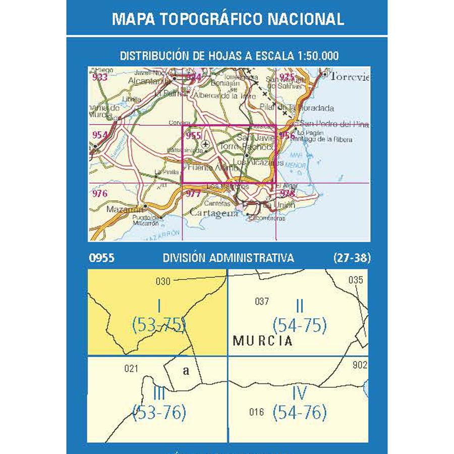 Carte topographique de l'Espagne n° 0955.1 - Corvera | CNIG - 1/25 000 carte de randonnée CNIG