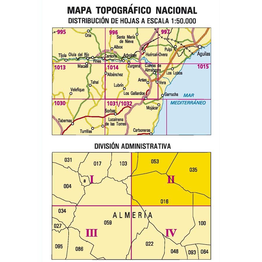 Carte topographique de l'Espagne n° 1014.2 - Cuevas del Almanzora | CNIG - 1/25 000 carte de randonnée CNIG