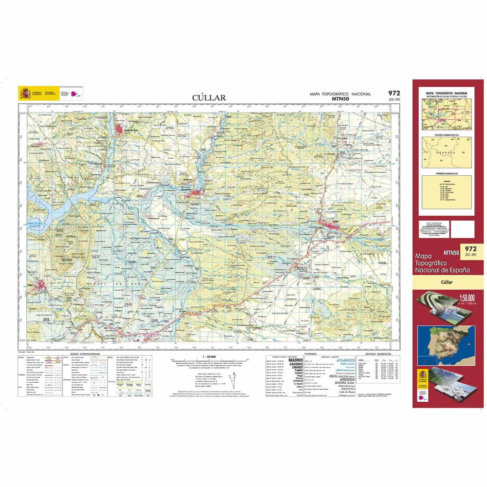 Carte topographique de l'Espagne - Cúllar, n° 0972 | CNIG - 1/50 000 carte pliée CNIG 