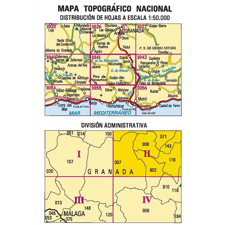 Carte topographique de l'Espagne - Dúrcal, n° 1041.2 | CNIG - 1/25 000 carte pliée CNIG 
