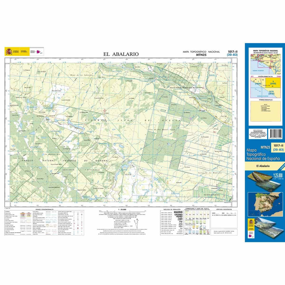 Carte topographique de l'Espagne - El Abalario, n° 1017.2 | CNIG - 1/25 000 carte pliée CNIG 