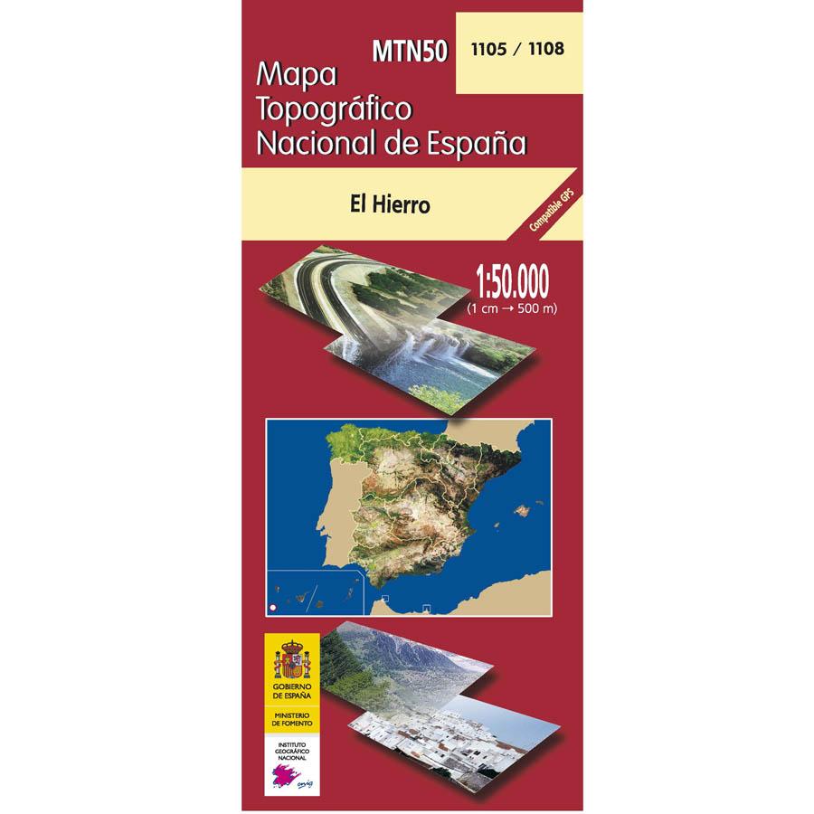 Carte topographique de l'Espagne n° 1105/1108 - El Hierro (El Hierro) | CNIG - 1/50 000 carte de randonnée CNIG