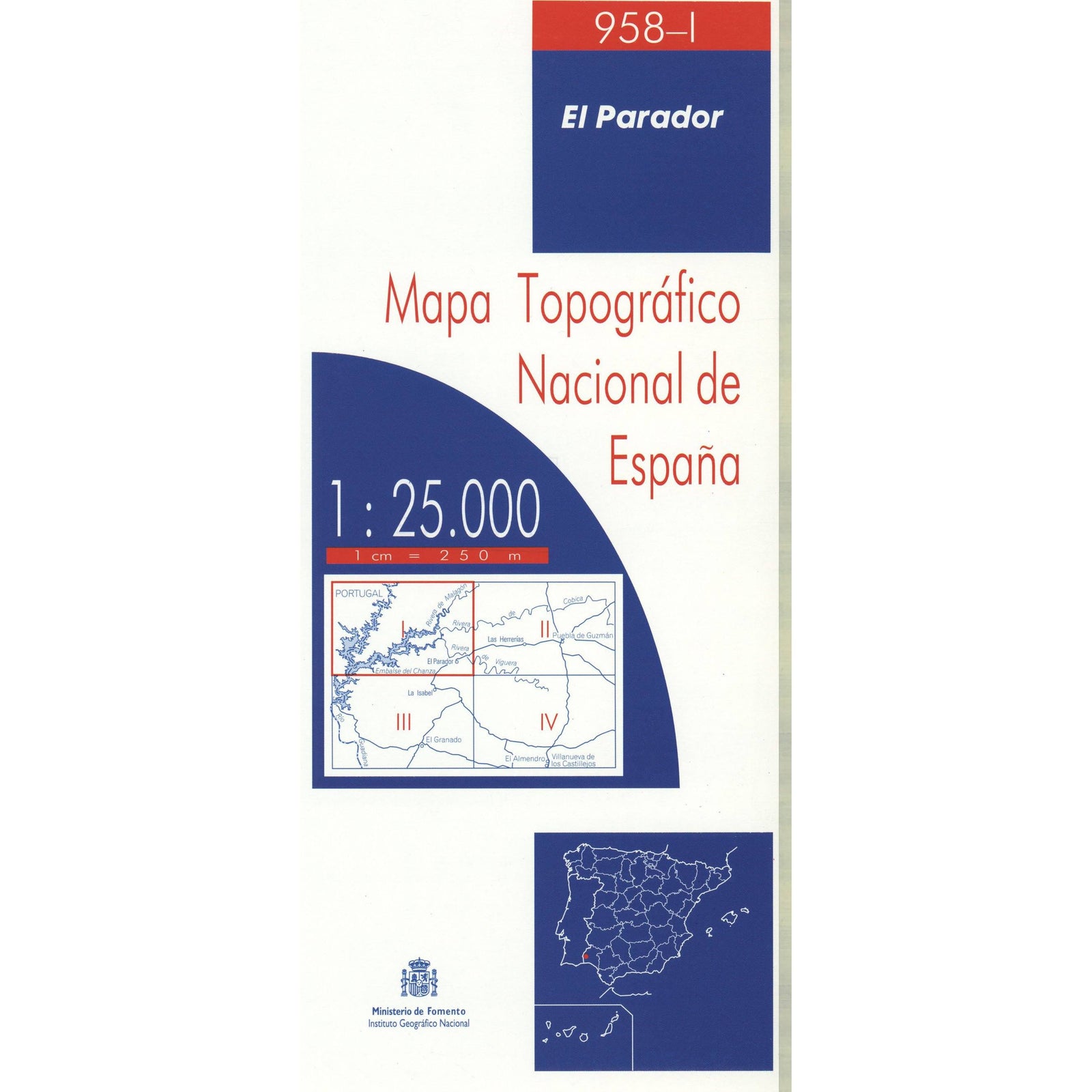 Carte topographique de l'Espagne n° 0958.1 - El Parador | CNIG - 1/25 000 carte de randonnée CNIG