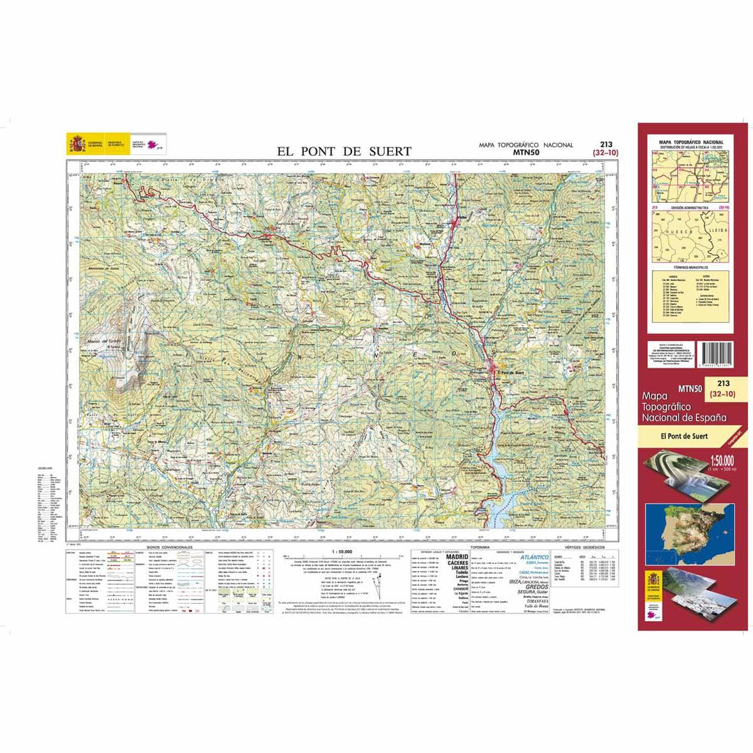 Carte topographique de l'Espagne - El Pont de Suert, n° 0213 | CNIG - 1/50 000 carte pliée CNIG 