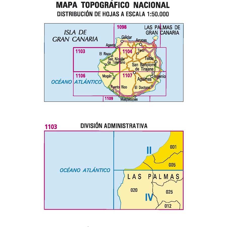 Carte topographique de l'Espagne n° 1103.2 - El Risco (Gran Canaria) | CNIG - 1/25 000 carte de randonnée CNIG