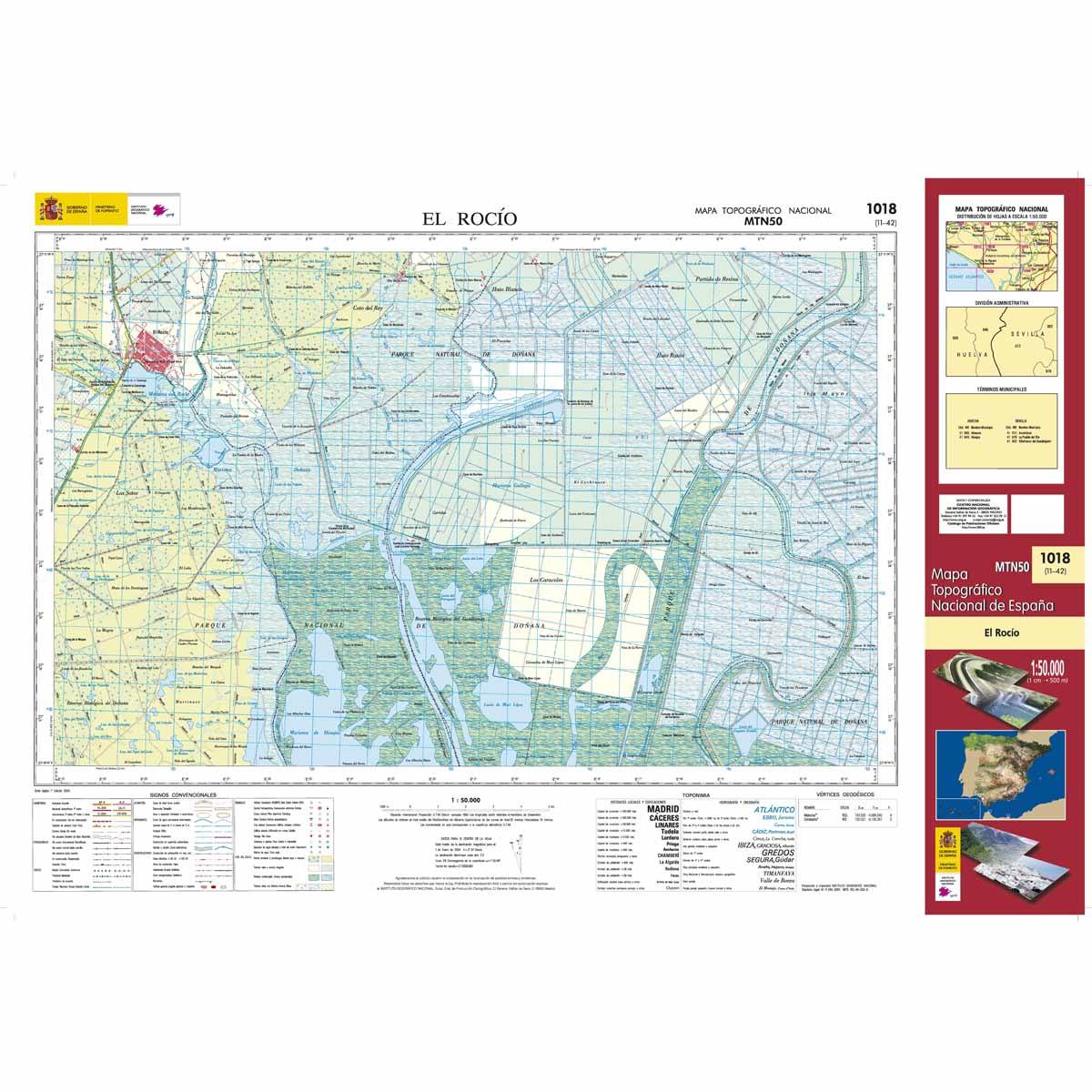 Carte topographique de l'Espagne n° 1018 - El Rocío | CNIG - 1/50 000 carte de randonnée CNIG Default Title