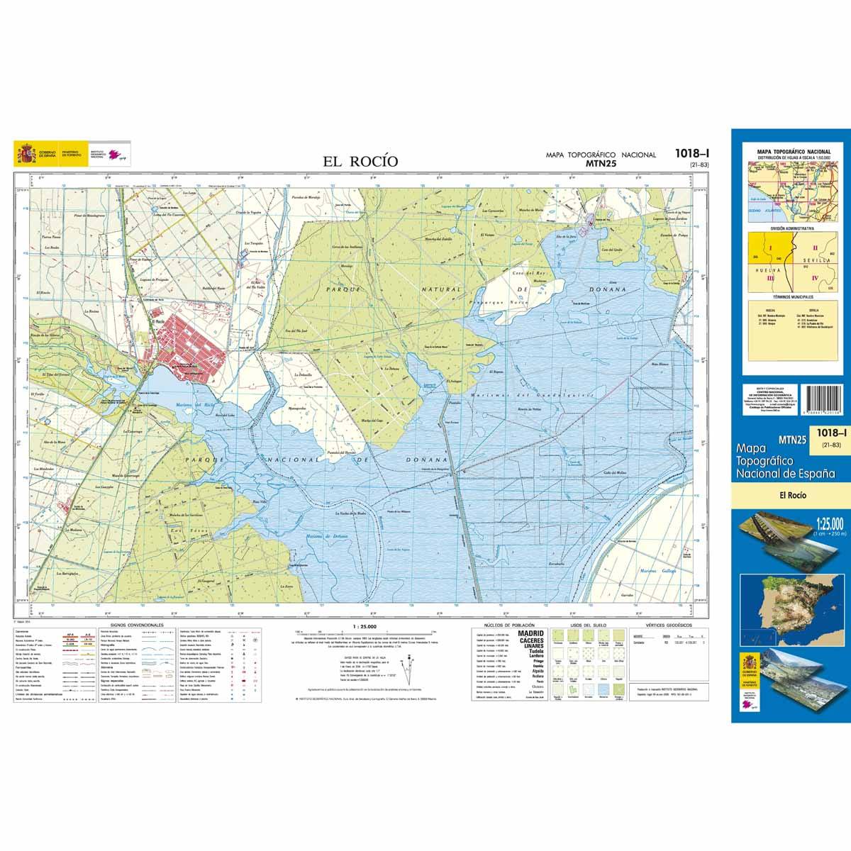 Carte topographique de l'Espagne n° 1018.1 - El Rocío | CNIG - 1/25 000 carte de randonnée CNIG Default Title