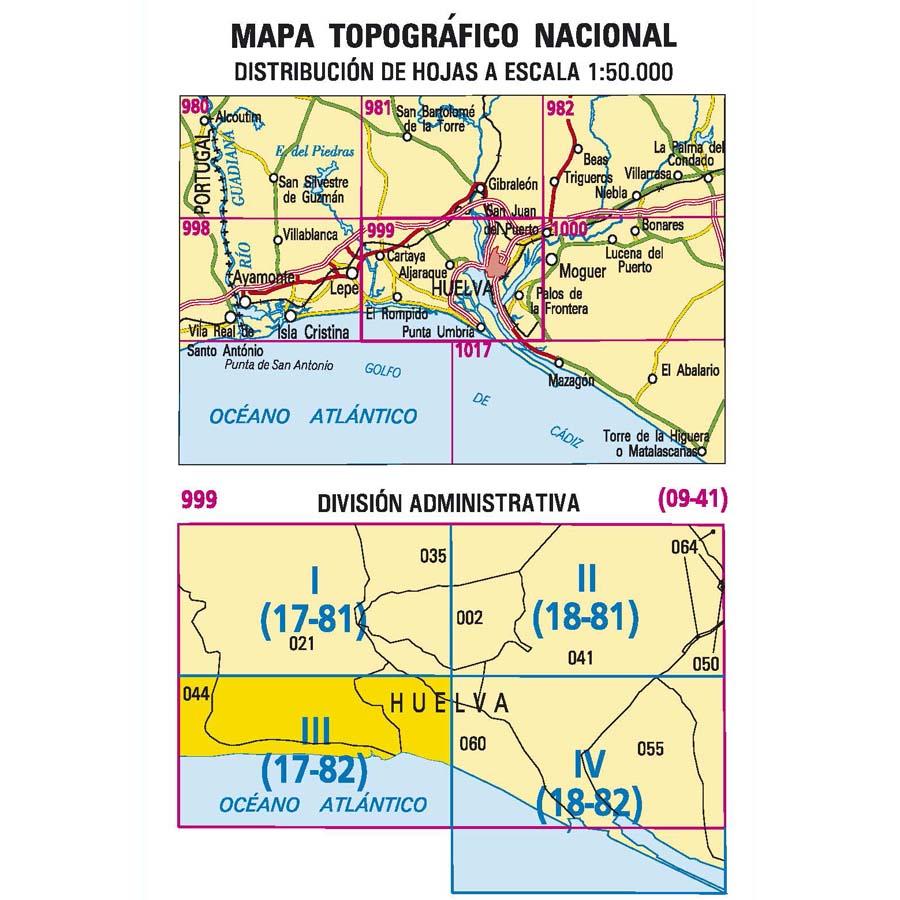 Carte topographique de l'Espagne - El Rompido, n° 0999.3 | CNIG - 1/25 000 carte pliée CNIG 