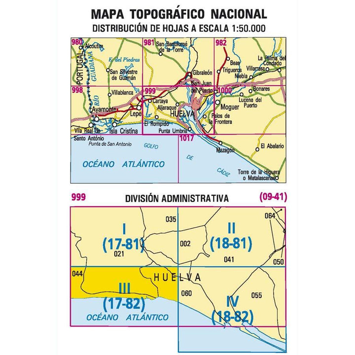 Carte topographique de l'Espagne - El Rompido, n° 0999.3 | CNIG - 1/25 000 carte pliée CNIG 