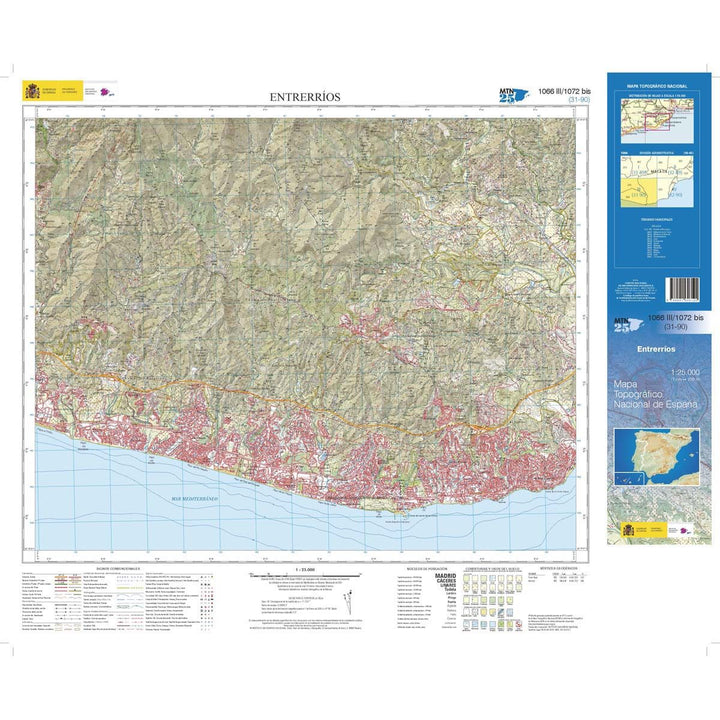 Carte topographique de l'Espagne - Entrerríos, n° 1066.3/1072BIS | CNIG - 1/25 000 carte pliée CNIG 