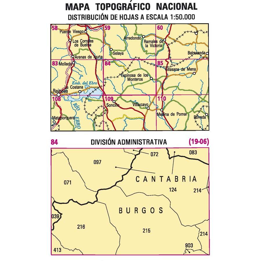 Carte topographique de l'Espagne n° 0084 - Espinosa de los Monteros | CNIG - 1/50 000 carte de randonnée CNIG