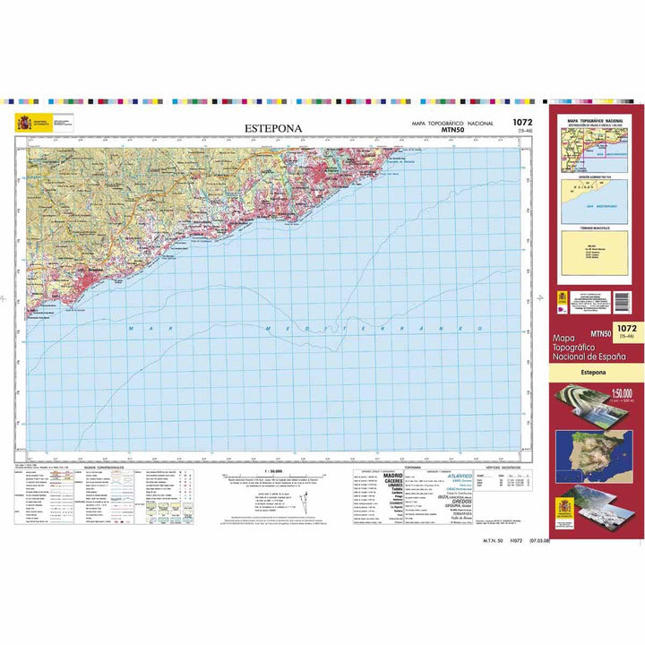 Carte topographique de l'Espagne - Estepona, n° 1072 | CNIG - 1/50 000 carte pliée CNIG 
