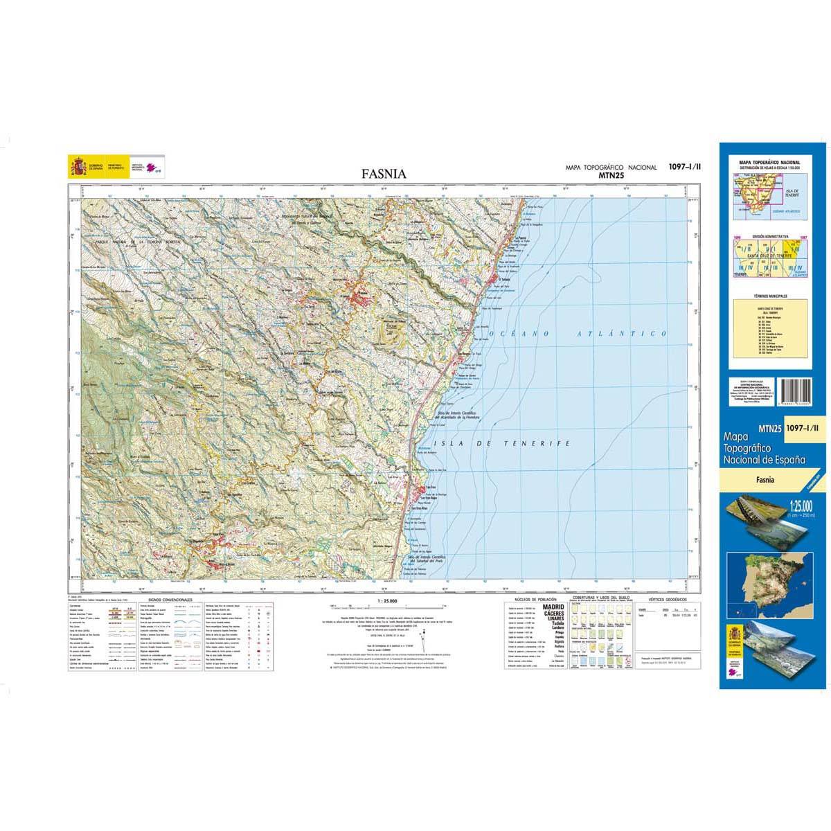 Carte topographique de l'Espagne n° 1097.1/1097.2 - Fasnia (Tenerife) | CNIG - 1/25 000 carte de randonnée CNIG Default Title
