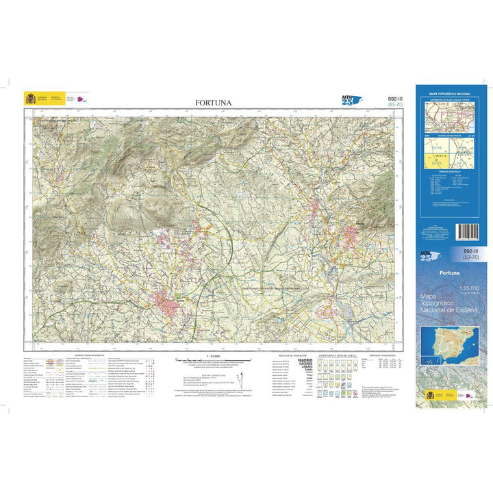 Carte topographique de l'Espagne - Fortuna, n° 0892.3 | CNIG - 1/25 000 carte pliée CNIG 