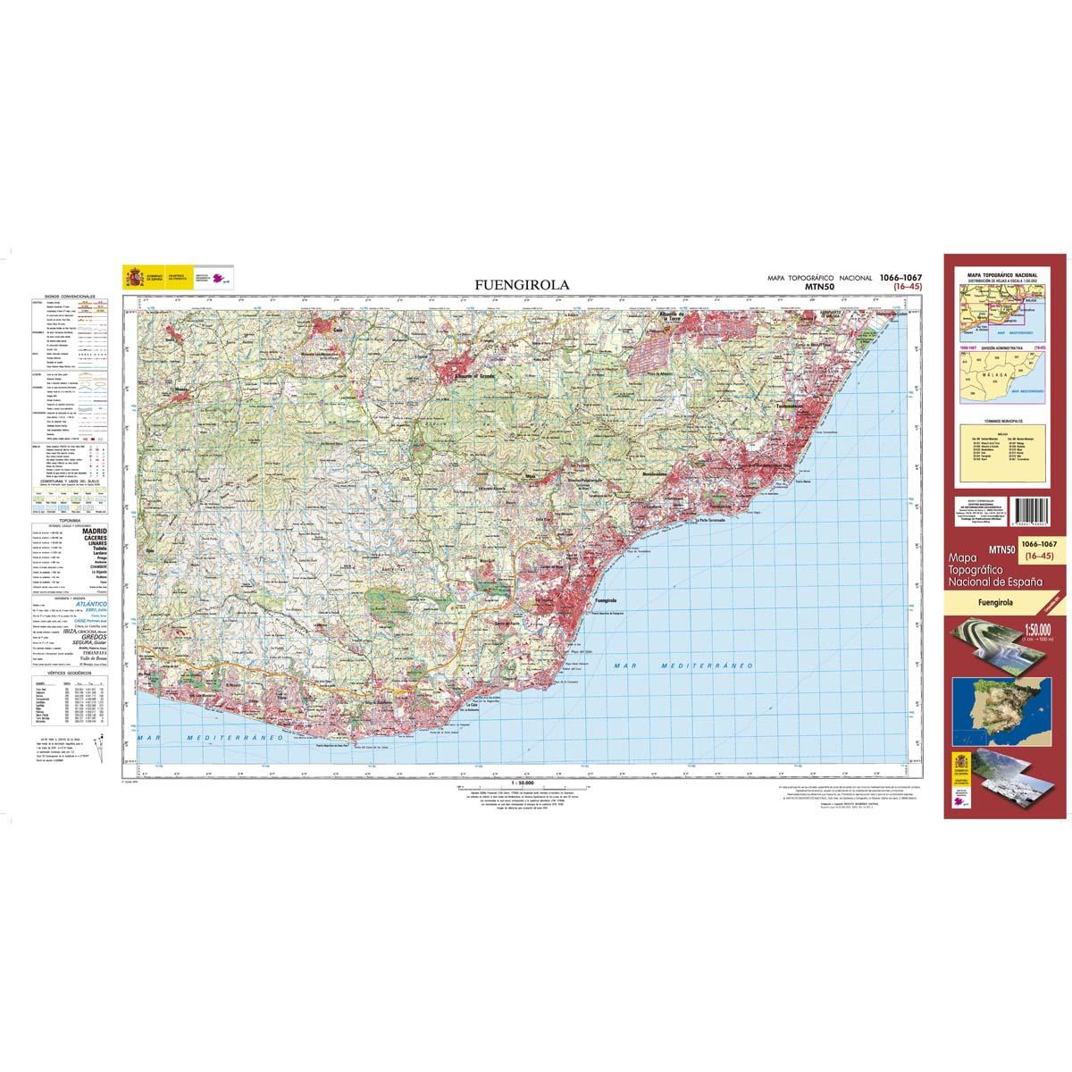 Carte topographique de l'Espagne n° 1066/1067 - Fuengirola | CNIG - 1/50 000 carte de randonnée CNIG