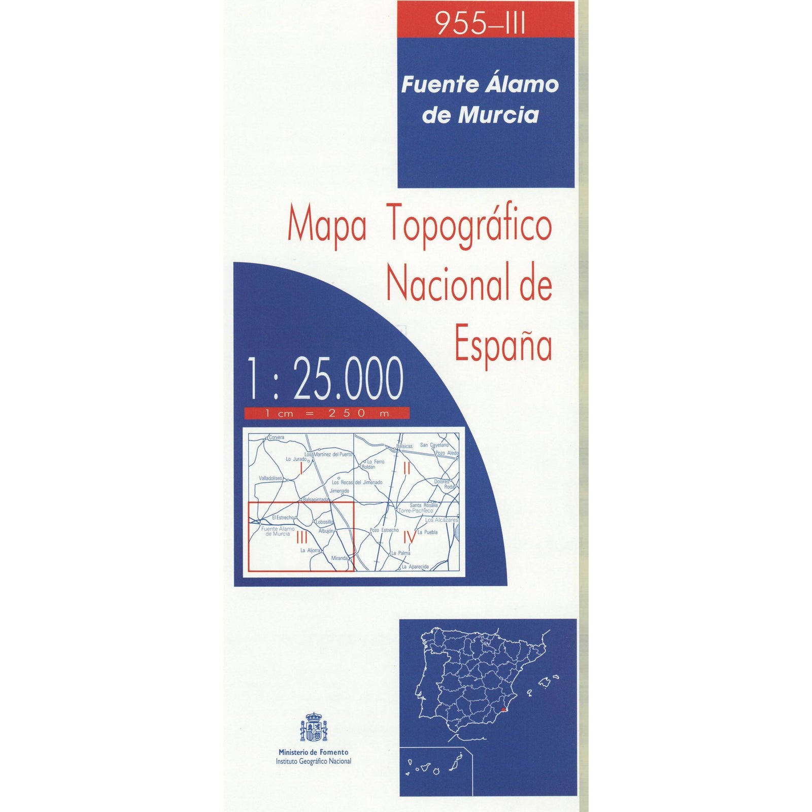 Carte topographique de l'Espagne n° 0955.3 - Fuente Álamo de Murcia | CNIG - 1/25 000 carte de randonnée CNIG