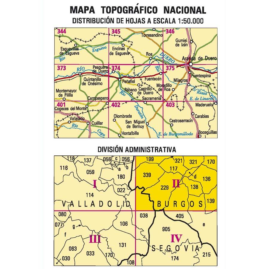 Carte topographique de l'Espagne - Fuentecén, n° 0374.2 | CNIG - 1/25 000 carte pliée CNIG 