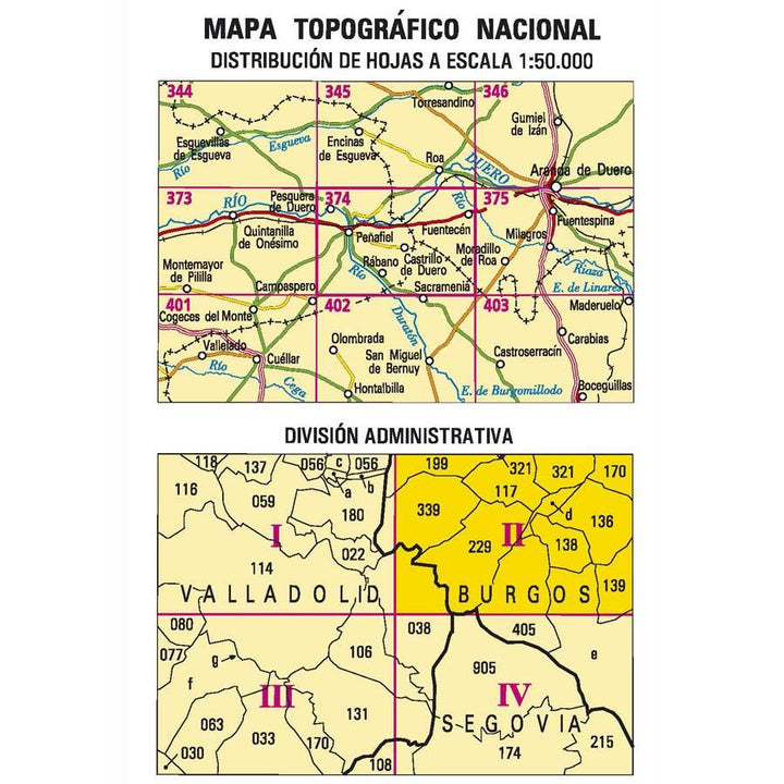 Carte topographique de l'Espagne - Fuentecén, n° 0374.2 | CNIG - 1/25 000 carte pliée CNIG 