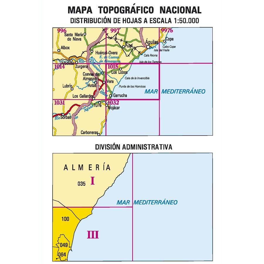 Carte topographique de l'Espagne - Garrucha, n° 1015.3 | CNIG - 1/25 000 carte pliée CNIG 