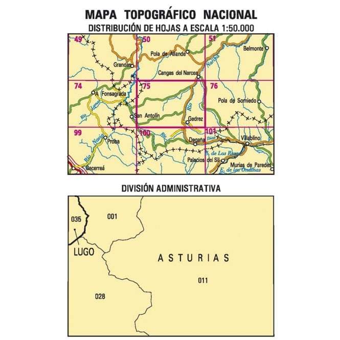 Carte topographique de l'Espagne n° 0075 - Gedrez | CNIG - 1/50 000 carte de randonnée CNIG