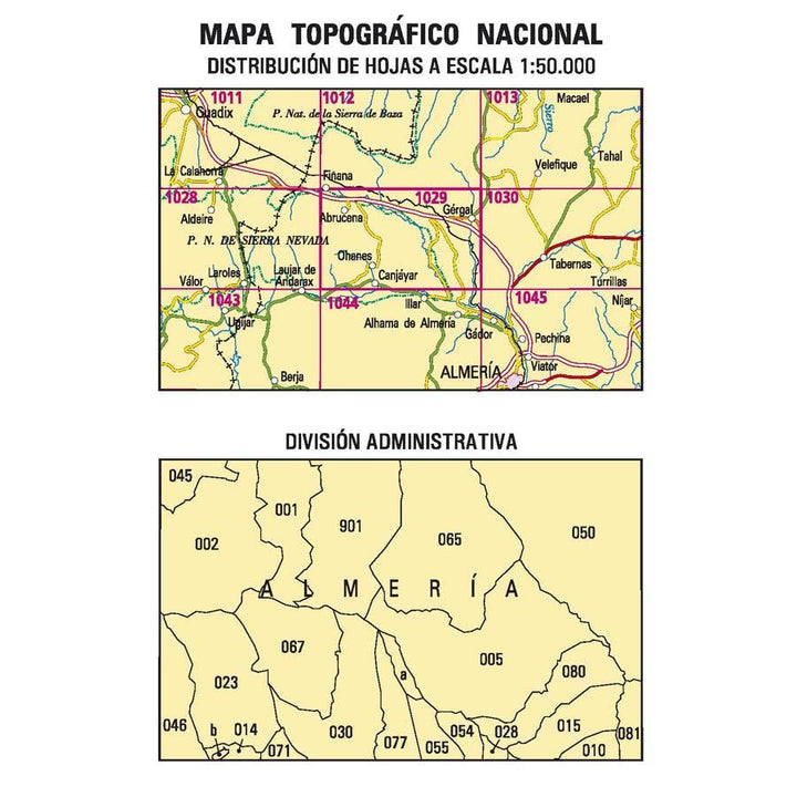 Carte topographique de l'Espagne - Gergal, n° 1029 | CNIG - 1/50 000 carte pliée CNIG 