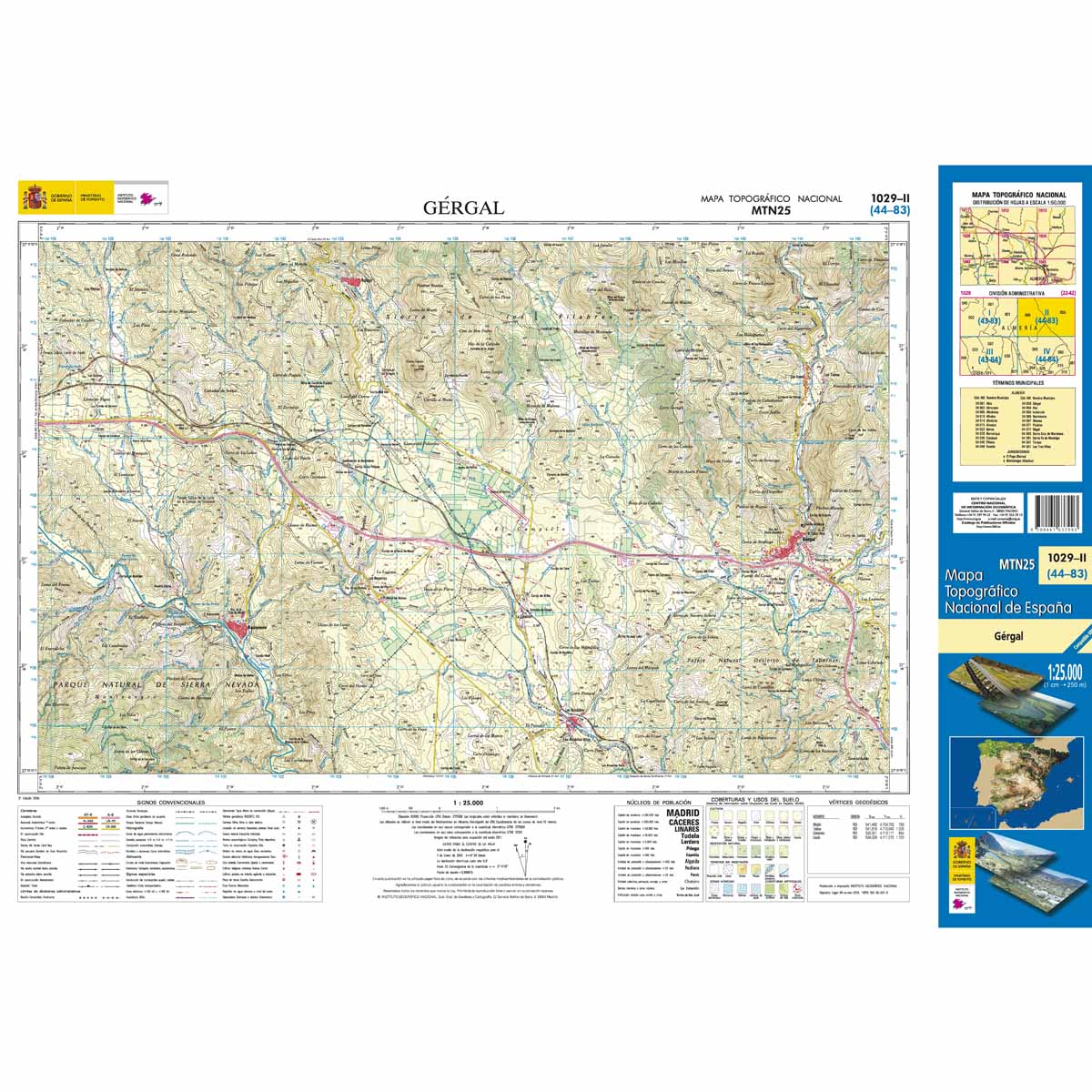 Carte topographique de l'Espagne n° 1029.2 - Gérgal | CNIG - 1/25 000 carte de randonnée CNIG Default Title