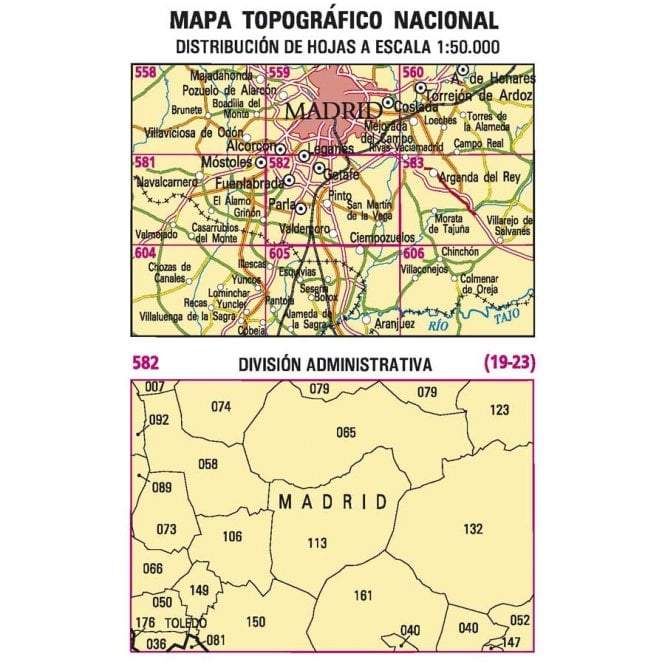 Carte topographique de l'Espagne n° 0582 - Getafe | CNIG - 1/50 000 carte de randonnée CNIG