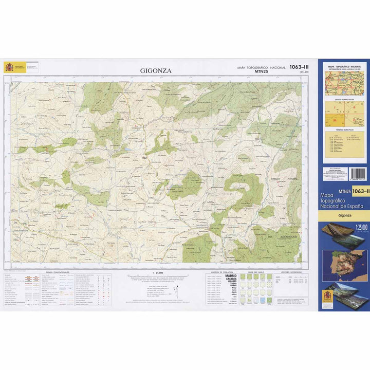 Carte topographique de l'Espagne - Gigonza, n° 1063.3 | CNIG - 1/25 000 carte pliée CNIG 