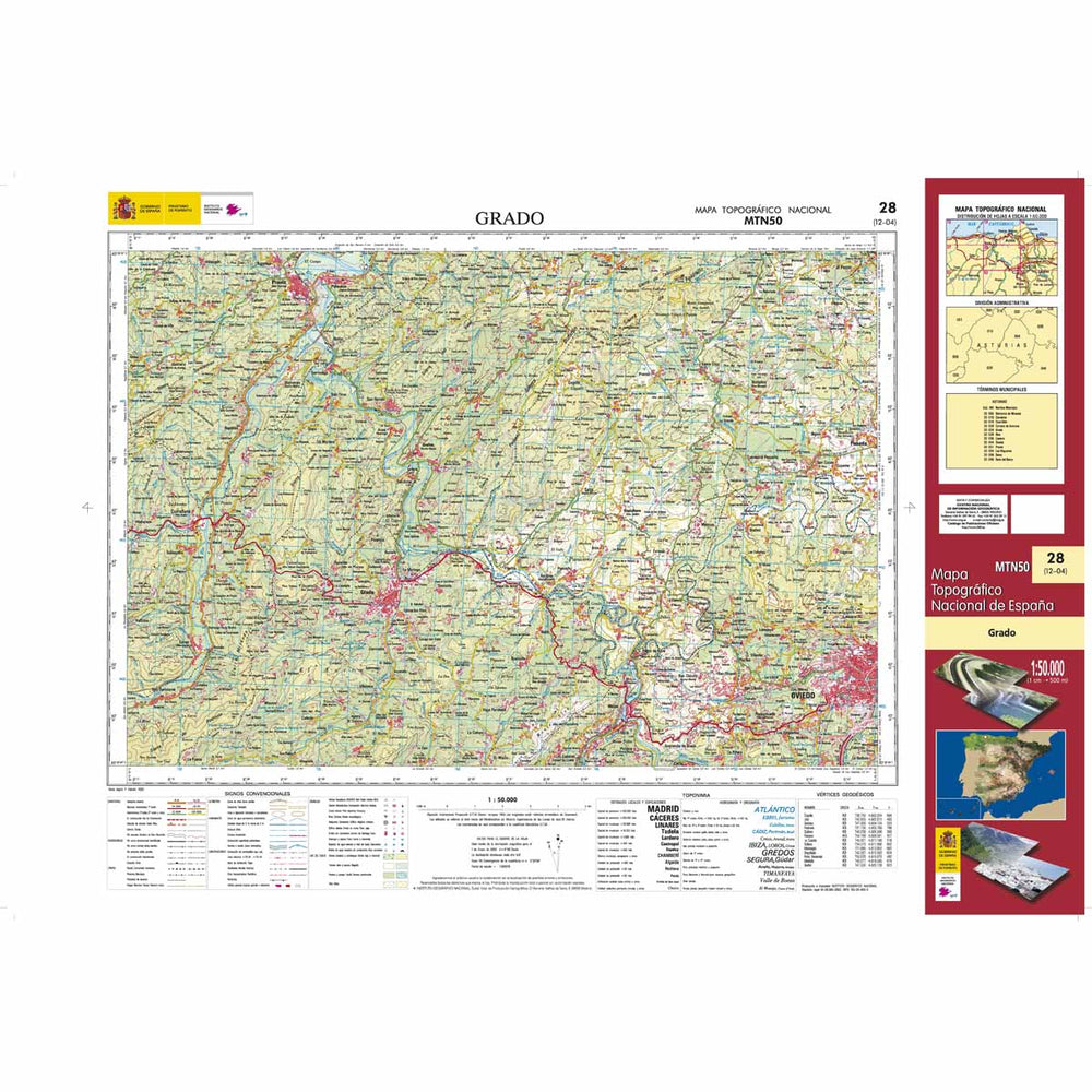 Carte topographique de l'Espagne - Grado, n° 0028 | CNIG - 1/50 000 carte pliée CNIG 