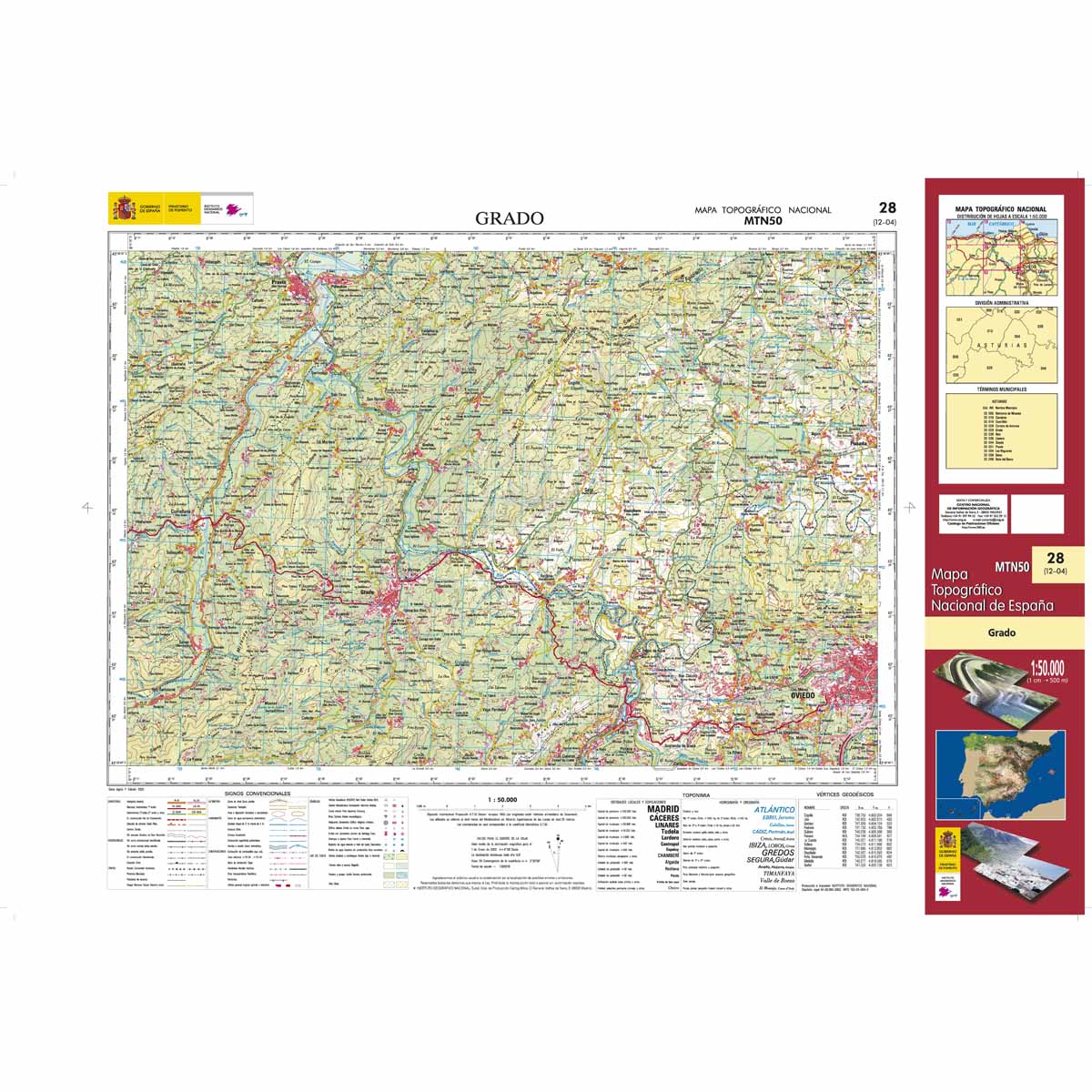 Carte topographique de l'Espagne n° 0028 - Grado | CNIG - 1/50 000 carte de randonnée CNIG Default Title