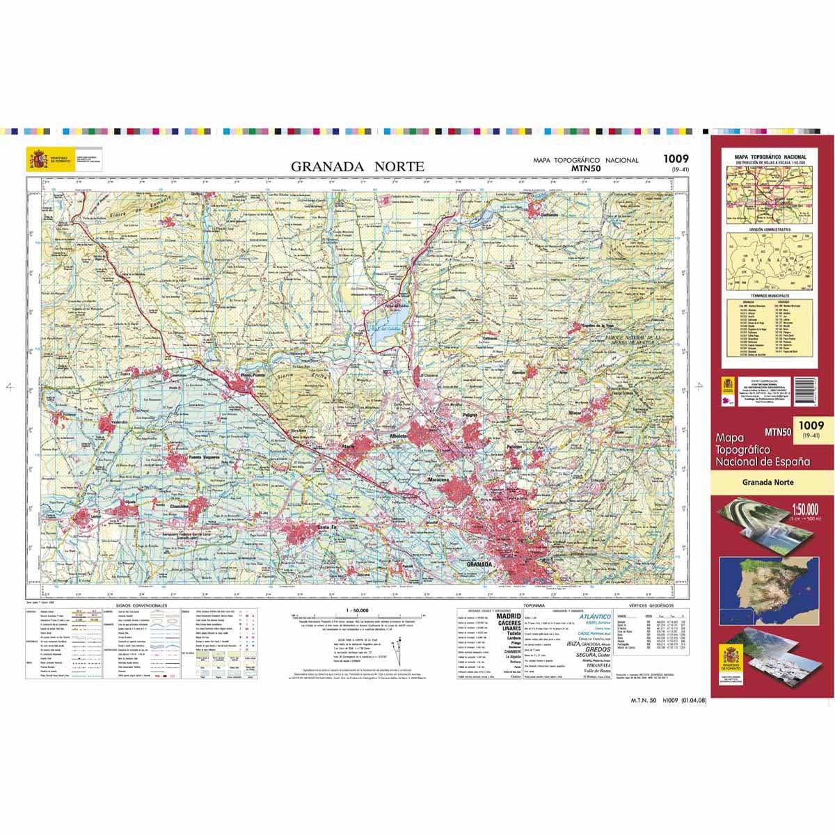 Carte topographique de l'Espagne n° 1009 - Granada Norte | CNIG - 1/50 000 carte de randonnée CNIG Default Title