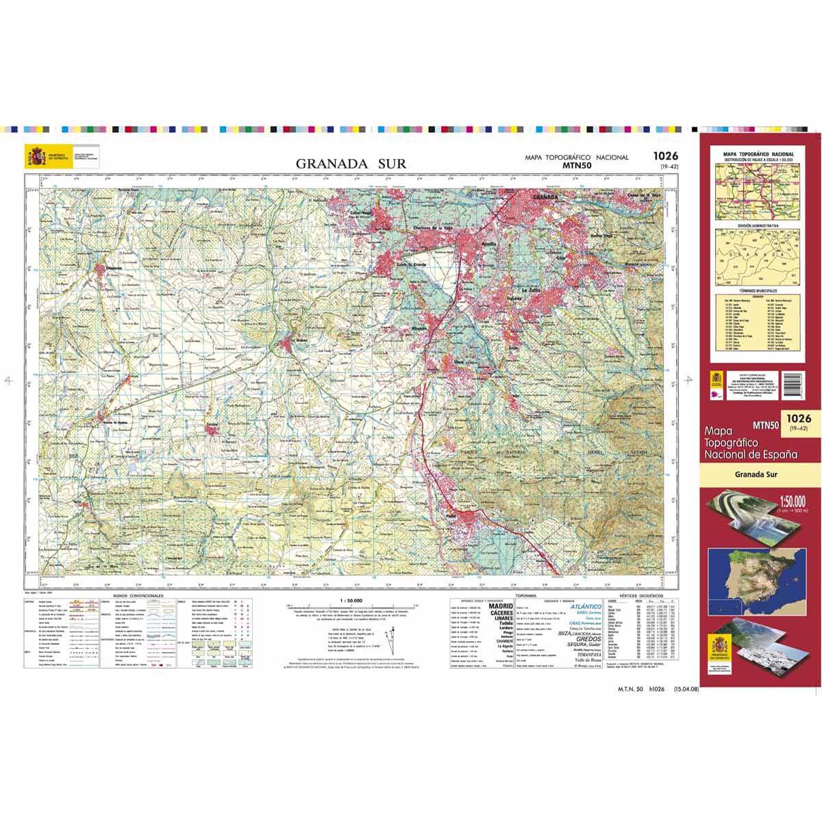 Carte topographique de l'Espagne n° 1026 - Granada Sur | CNIG - 1/50 000 carte de randonnée CNIG Default Title
