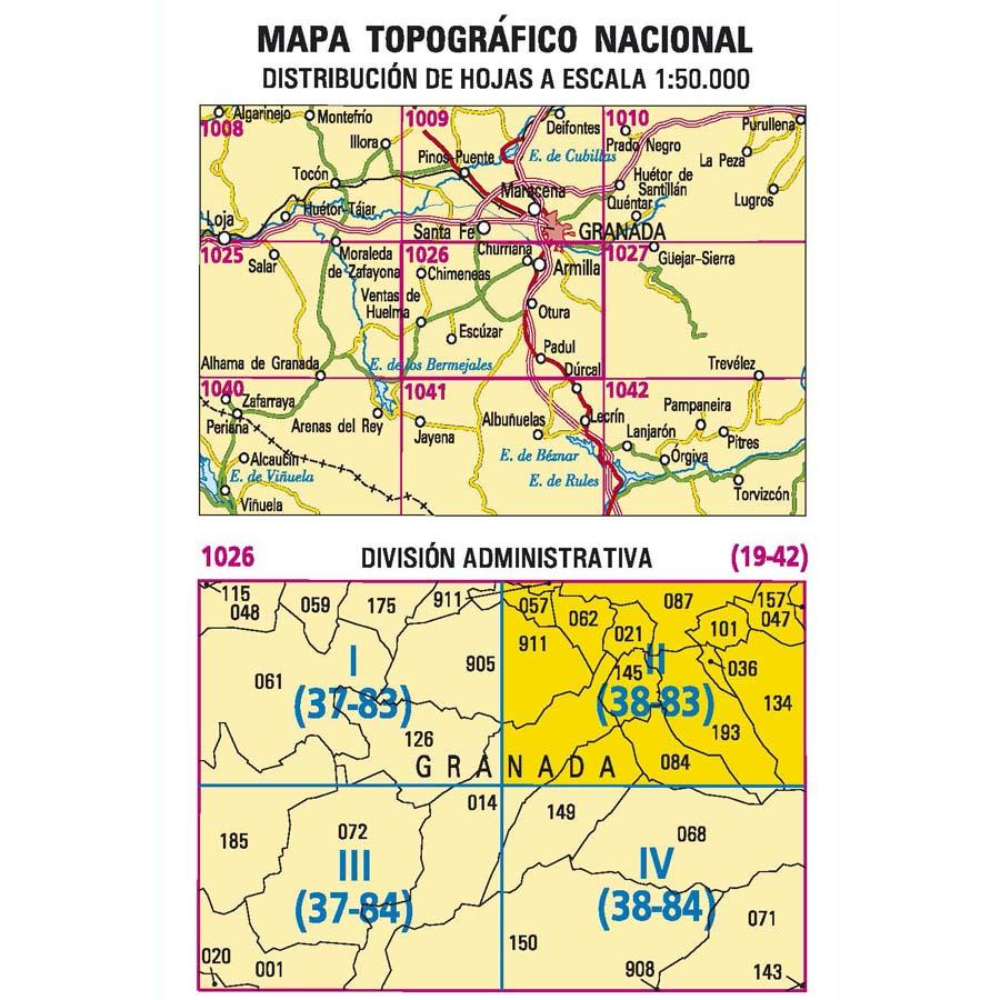 Carte topographique de l'Espagne n° 1026.2 - Granada Sur | CNIG - 1/25 000 carte de randonnée CNIG