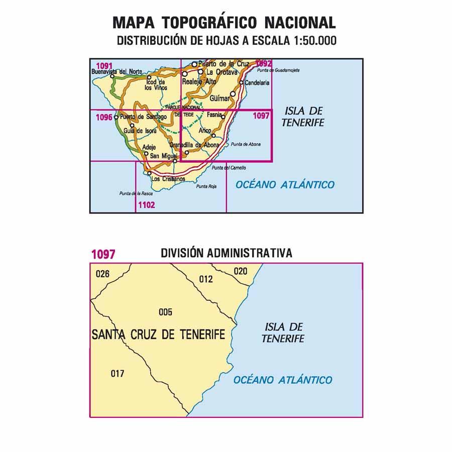 Carte topographique de l'Espagne - Granadilla de Abona (Tenerife), n° 1097 | CNIG - 1/50 000 carte pliée CNIG 