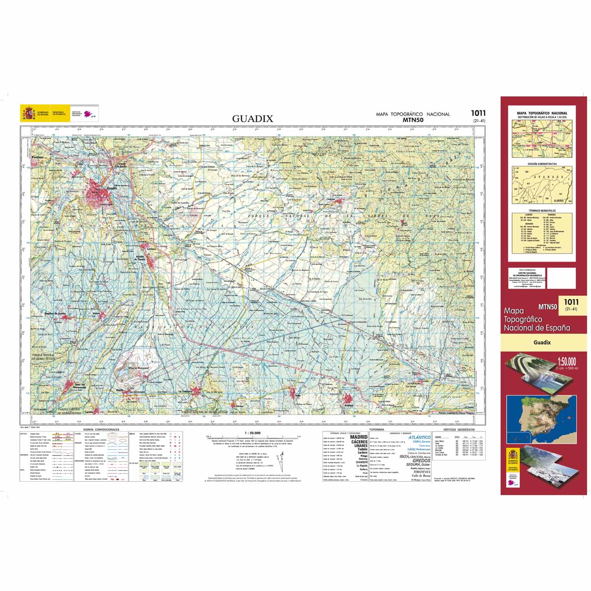 Carte topographique de l'Espagne n° 1011 - Guadix | CNIG - 1/50 000 carte de randonnée CNIG Default Title
